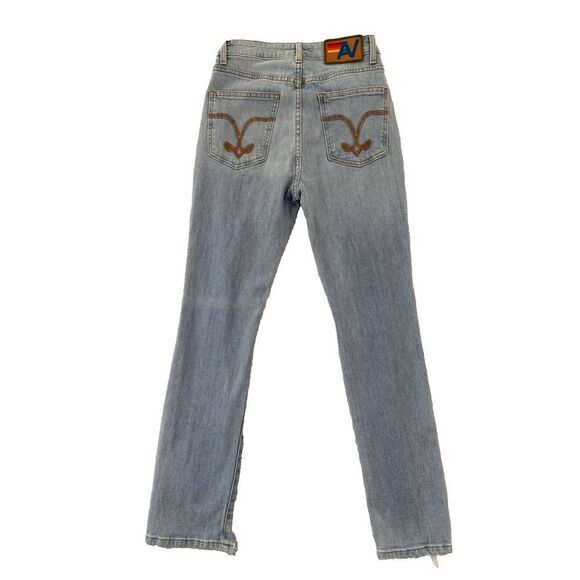 Aviator Nation Jeans Womens 24 Blue High Rise Slim Boot Jean Vintage Distressed - Picture 2 of 10